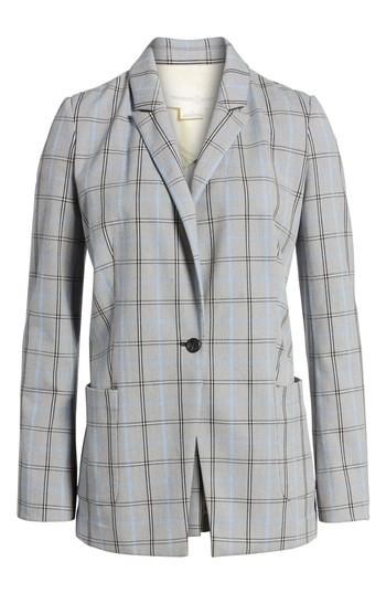 Women's Treasure & Bond Plaid Blazer, Size - Grey