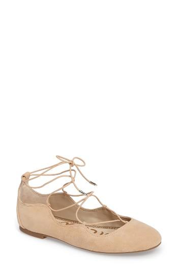 Women's Sam Edelman Flynt Ghillie Flat M - Beige