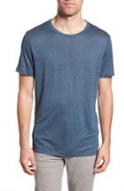 Men's Theory Regular Fit Essential Linen T-shirt, Size - Blue