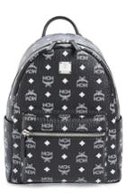 Mcm Small Stark Monogram Print Canvas Backpack - Black