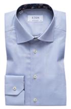 Men's Eton Contemporary Fit Floral Trim Dress Shirt - Blue