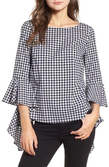 Women's Chelsea28 Gingham Ruffle Sleeve Top - Black