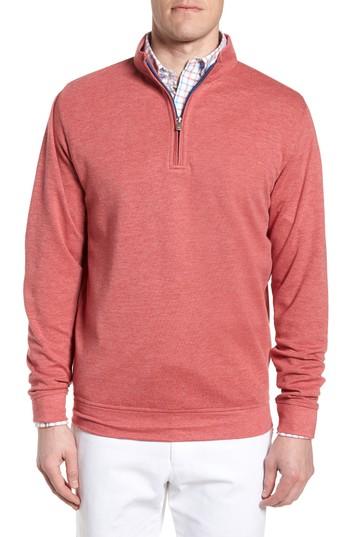 Men's Peter Millar Crown Comfort Jersey Quarter Zip Pullover, Size - Pink