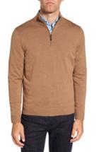 Men's Nordstrom Men's Shop Quarter Zip Wool Pullover, Size - Brown