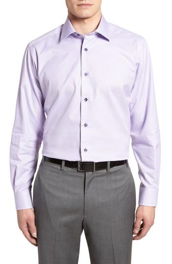 Men's David Donahue Regular Fit Solid Dress Shirt - 34/35 - Purple
