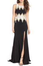 Women's Mac Duggal Embellished Cutout Jersey Gown - Black