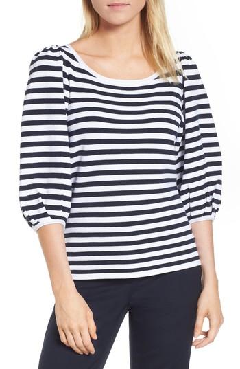 Women's Nordstrom Signature Blouson Sleeve Stripe Sweater - Blue