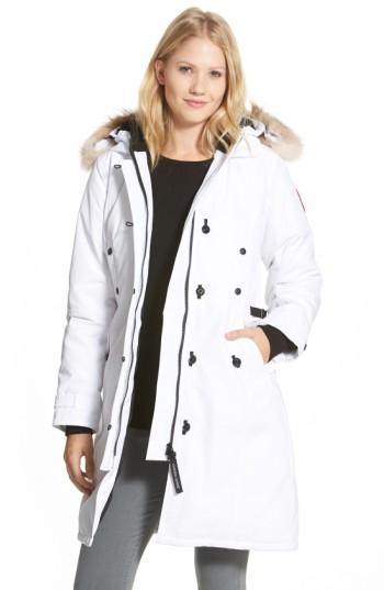 Women's Canada Goose Kensington Slim Fit Down Parka With Genuine Coyote Fur Trim (0) - White