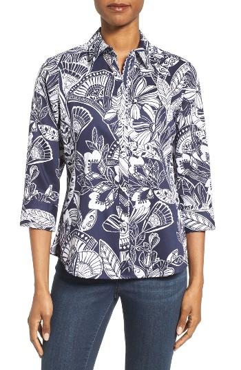 Women's Foxcroft Floral Print Shirt - Blue