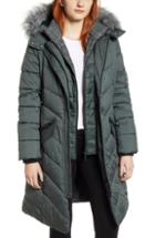 Women's Bernardo Puffer Jacket With Faux Fur Trim - Green