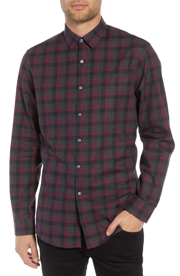 Men's Calibrate Check Flannel Shirt, Size - Grey