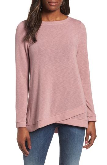 Petite Women's Everleigh Crossover Hem Sweatshirt P - Pink