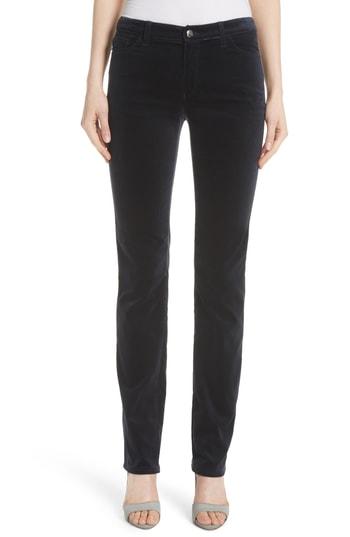Women's Emporio Armani Slim Velvet Pants - Blue
