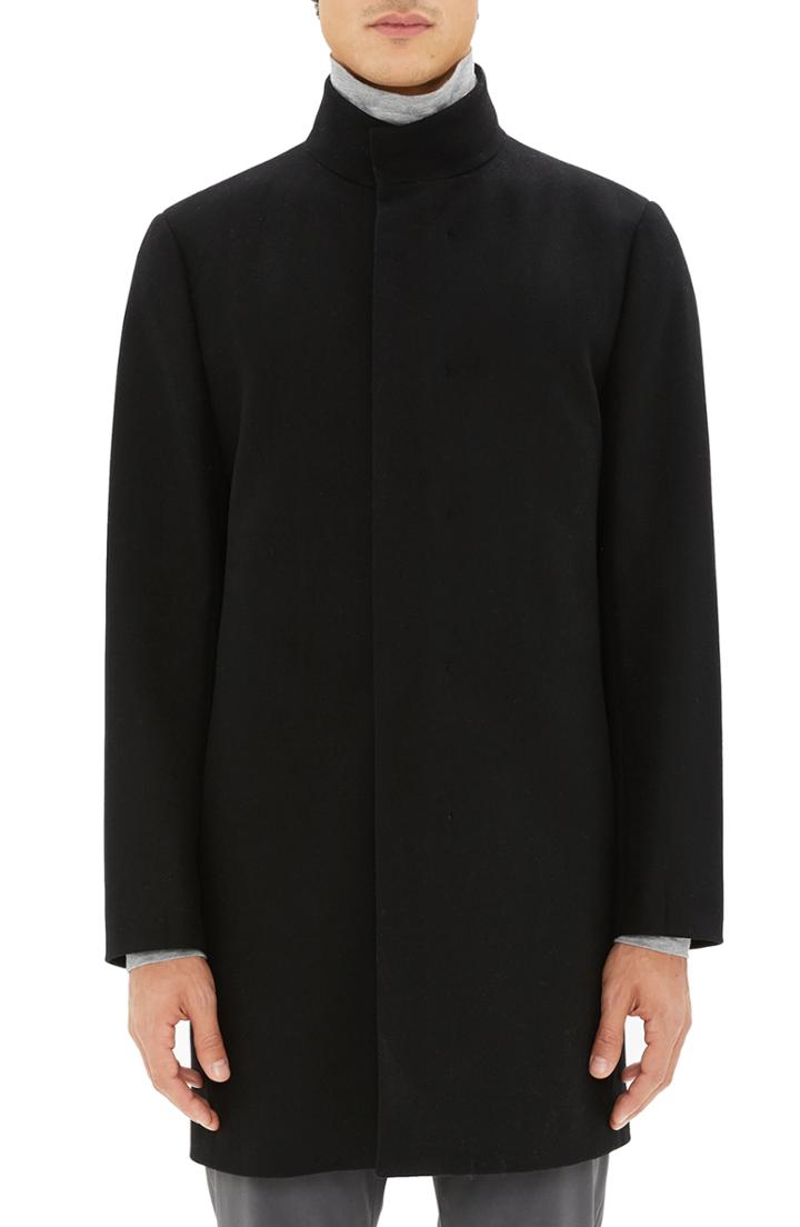 Men's Theory Belvin Modus Melton Wool Blend Coat - Black