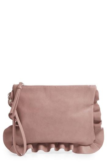Sole Society Adelina Faux Leather Ruffle Clutch - Purple