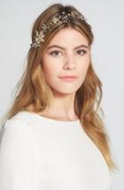 Brides & Hairpins Atiena Embellished Floral Motif Halo & Sash, Size - Metallic
