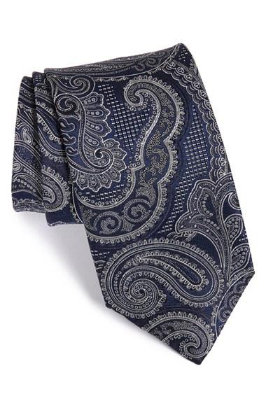 Men's Canali Paisley Silk Tie, Size - Blue