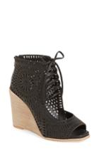 Women's Jeffrey Campbell Rayos Perforated Wedge Sandal .5 M - Black
