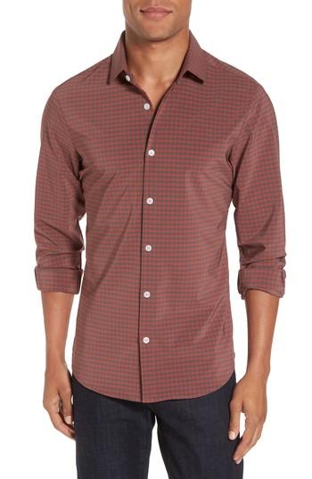 Men's Mizzen+main Douglas Grey & Chili Check Sport Shirt - Red