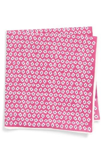 Men's Southern Tide Whitefield Floral Cotton & Silk Pocket Square, Size - Pink