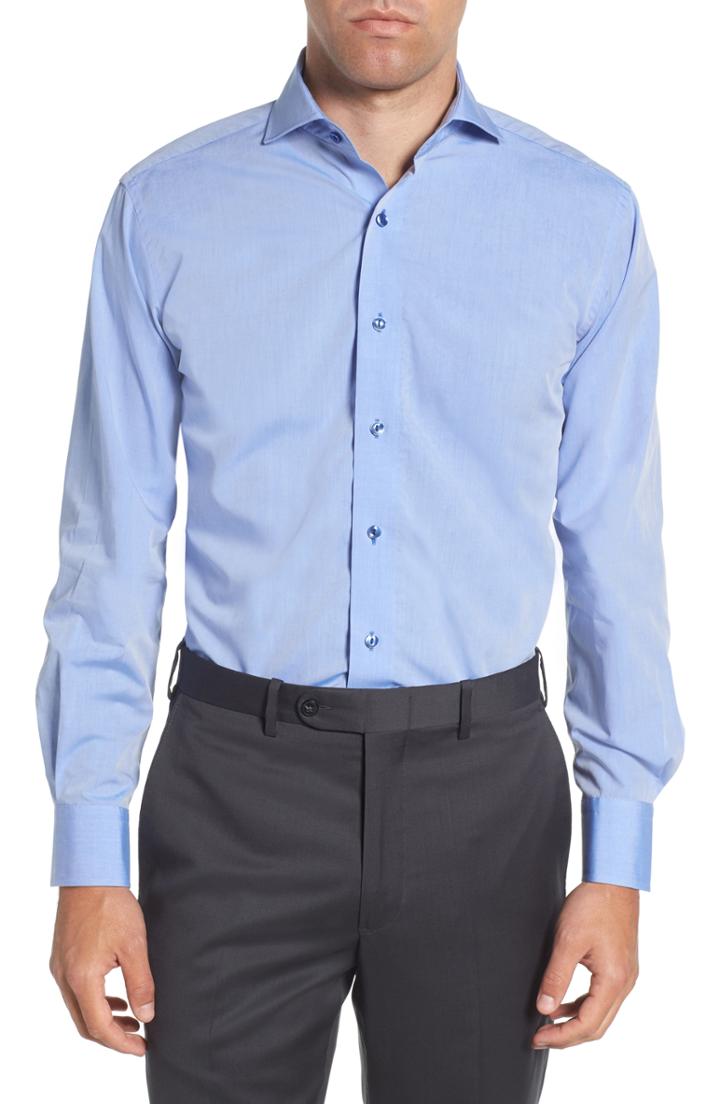 Men's Lorenzo Uomo Trim Fit Solid Dress Shirt - 36 - Blue