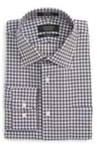 Men's Nordstrom Men's Shop Traditional Fit Non-iron Check Dress Shirt .5 32/33 - Brown
