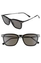 Women's Tom Ford 53mm Polarized Rectangle Sunglasses - Shiny Black/ Smoke