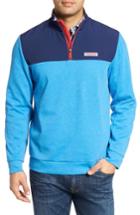 Men's Vineyard Vines Shep Mesh Performance Yoke Quarter Zip Pullover - Blue