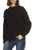 Women's Topshop Boutique Plaited Cable Knit Sweater Us (fits Like 0) - Black