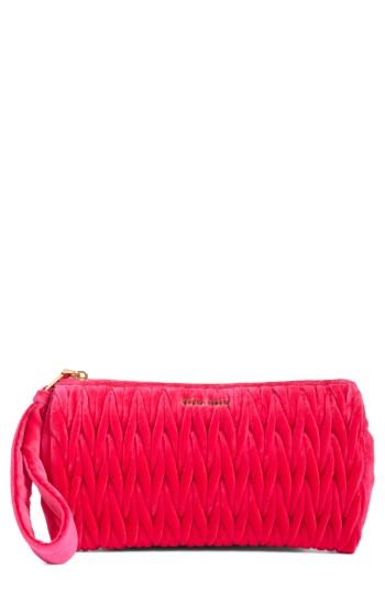 Women's Miu Miu Large Velluto Matelasse Zip Pouch -