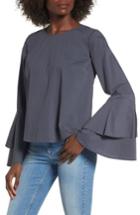 Women's Leith Ruffle Sleeve Top, Size - Blue