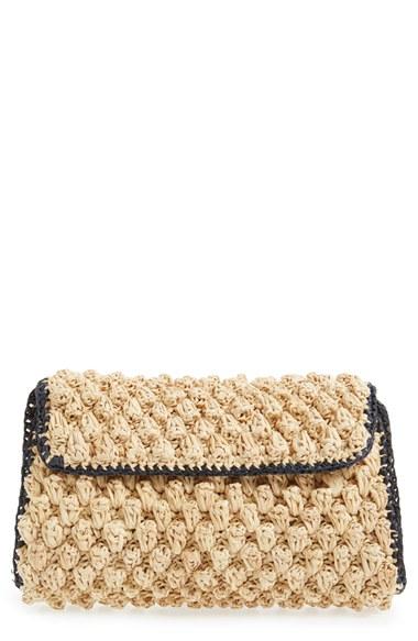 Mar Y Sol 'dani' Woven Raffia Flap Clutch -