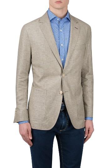 Men's Bugatchi Cotton & Linen Blazer R - Beige