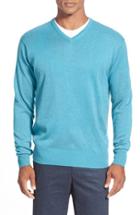 Men's Peter Millar Silk Blend V-neck Sweater - Blue