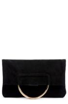 Sole Society Suede Foldover Clutch - Black