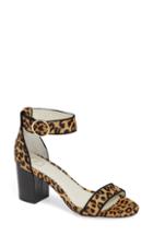 Women's 1901 Ellery Leopard Print Genuine Calf Hair Ankle Strap Sandal .5 M - Brown