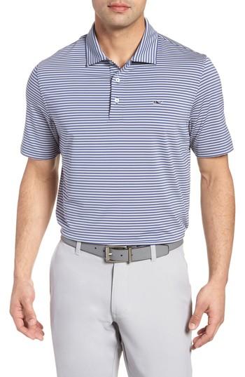 Men's Vineyard Vines Kennedy Stripe Golf Polo - Grey