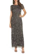 Women's Pisarro Nights Embellished Mesh Evening Dress - Metallic
