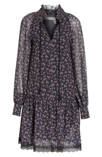 Women's See By Chloe Allover Roses Drop Hem Dress Us / 40 It - Blue