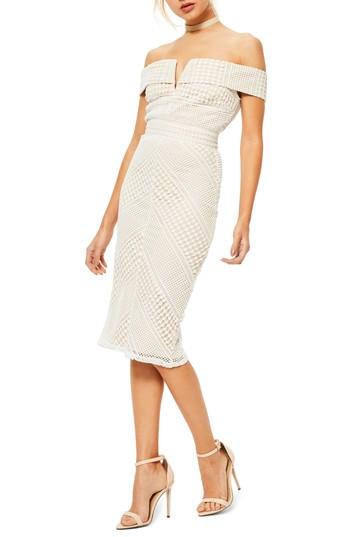 Women's Missguided Bardot Off The Shoulder Midi Dress Us / 14 Uk - White