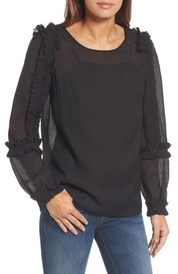Women's Halogen Ruffle Sleeve Sheer Blouse