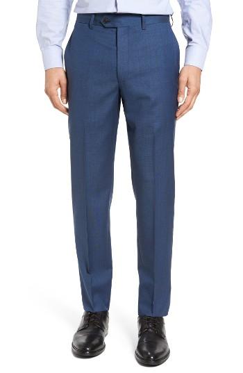 Men's Todd Snyder White Label Mayfair Flat Front Check Stretch Wool Trousers R - Blue
