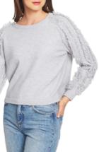 Women's 1.state Fringe Sleeve Sweater, Size - Grey