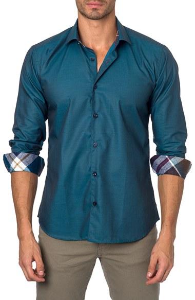 Men's Jared Lang Trim Fit Solid Sport Shirt - Blue