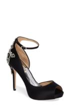 Women's Badgley Micshka Karson Embellished Peep Toe Pump .5 M - Black