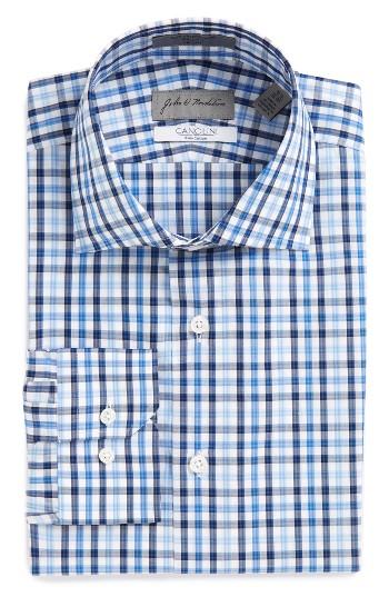 Men's John W. Nordstrom Trim Fit Check Dress Shirt .5 32/33 - Blue