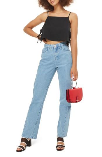 Women's Topshop Side Tie Crop Camisole Us (fits Like 0) - Black