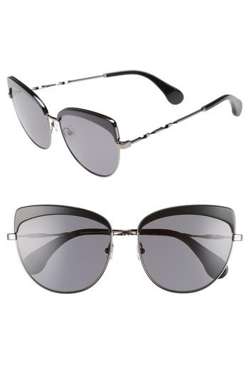 Women's Diff Izzy 59mm Polarized Cat Eye Sunglasses - Black/ Grey