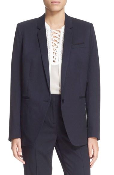 Women's The Kooples 'timeless' Stretch Wool Jacket Us / 38 Fr - Blue