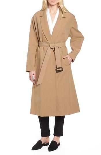 Women's Cole Haan Double Face Wrap Maxi Jacket - Blue